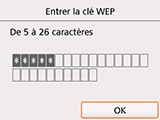 Ecran de confirmation de la clé WEP